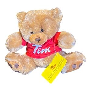 😍2/$20 NWT Tim Hortons Red T-Shirt Plush Stuffed Animal 8”